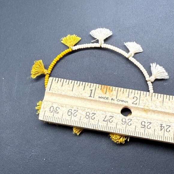 Madewell Beaded Tassel Bracelet With Brass Charm In Yellow & Cream Colors - Picture 2 of 3